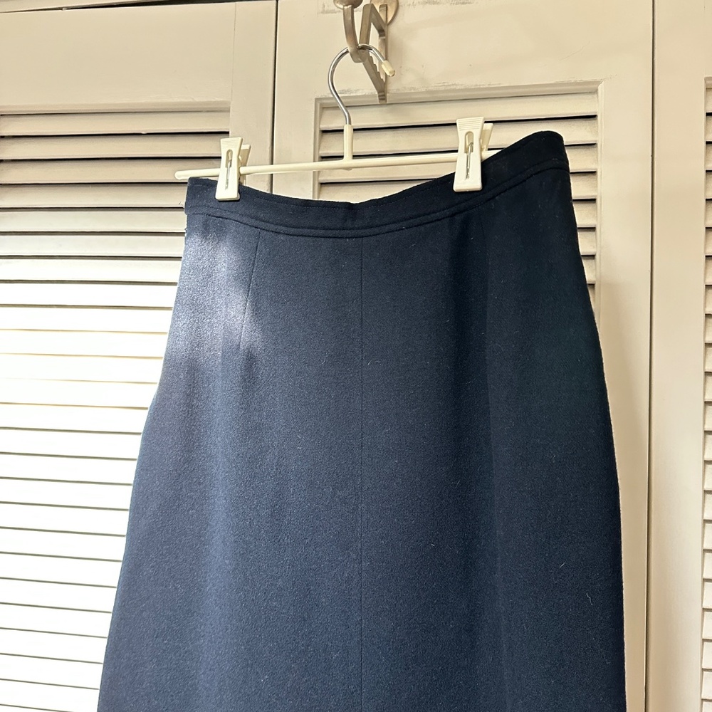 Vintage Evan Picone 100% Wool Lined Navy Blue Midi Skirt Small - Picture 6 of 11